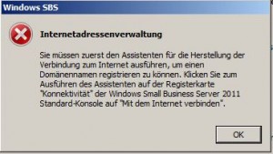 Windows SBS Internetadressenverwaltung