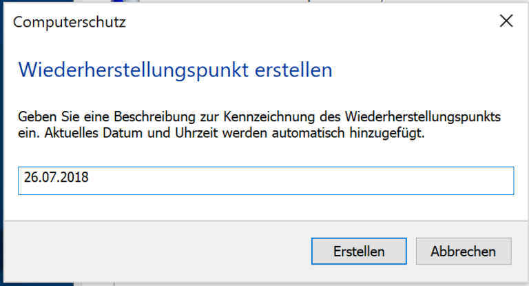 Erstellen eines Wiederherstellungspunkts in Windows 10 - Thomas knoefel