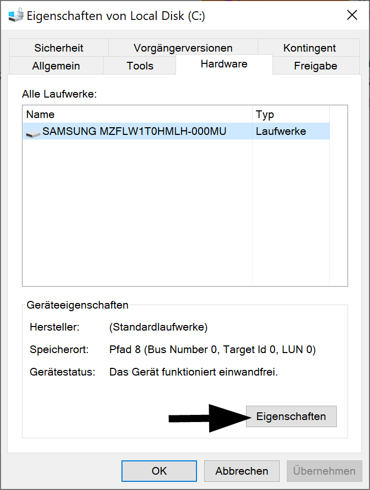 Aktivieren des Schreibcache in Windows 10