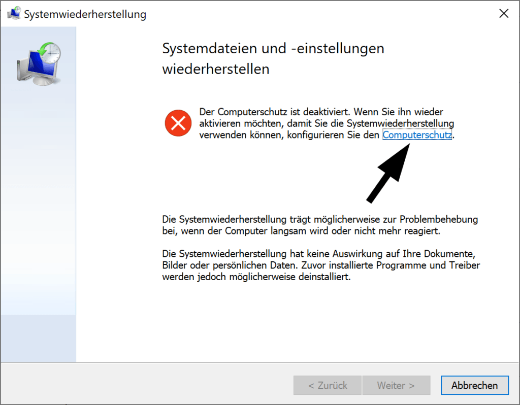 Konfigurieren und Verwenden der Systemwiederherstellung in Windows 10