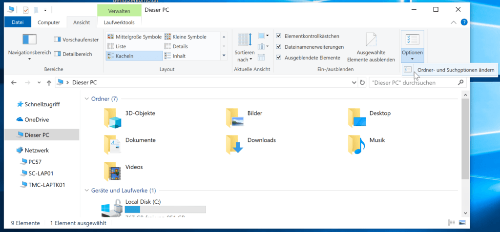 Anzeigen oder Verbergen von Miniaturansichten in Windows 10
