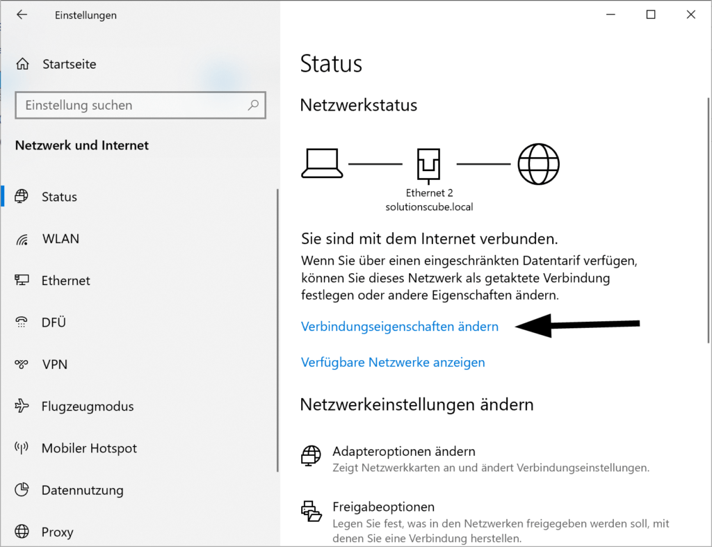 Konfigurieren der Netzwerkerkennung in Windows 10