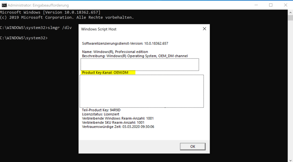 Windows 10-Lizenztyp überprüfen