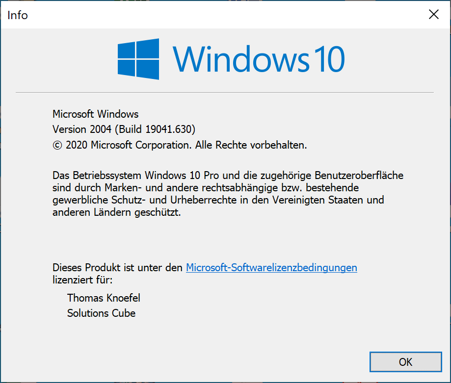 Namen des registrierten Besitzer und der Organisation im Windows 10 ändern