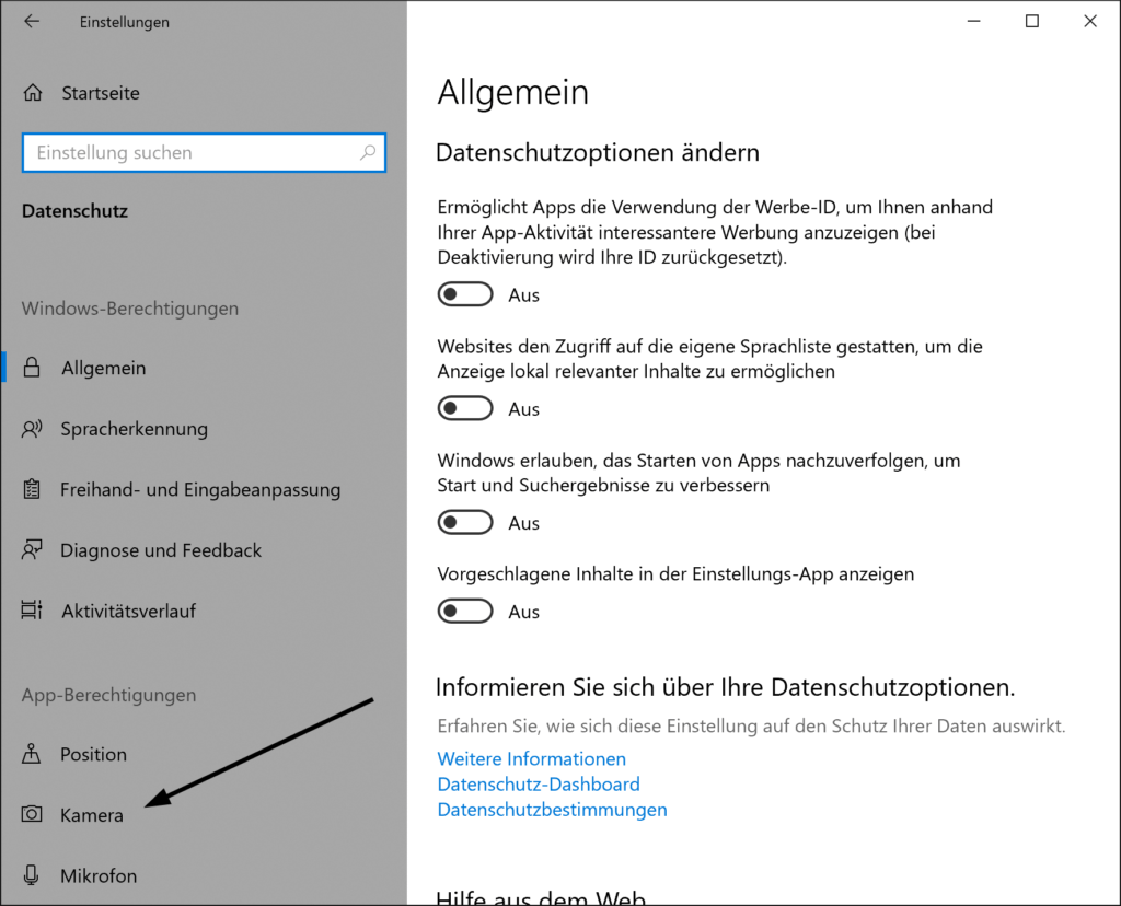 Webcam in Windows 10 deaktivieren