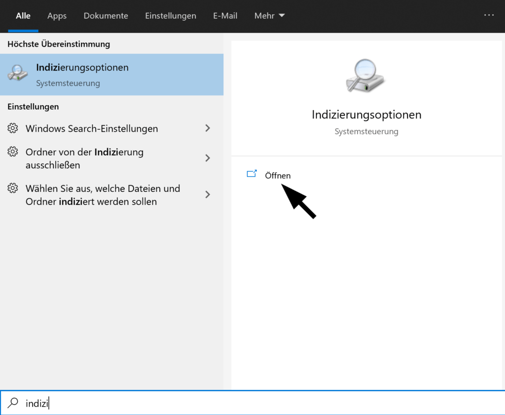 So lassen Sie Windows 10 verschlüsselte Dateien indizieren