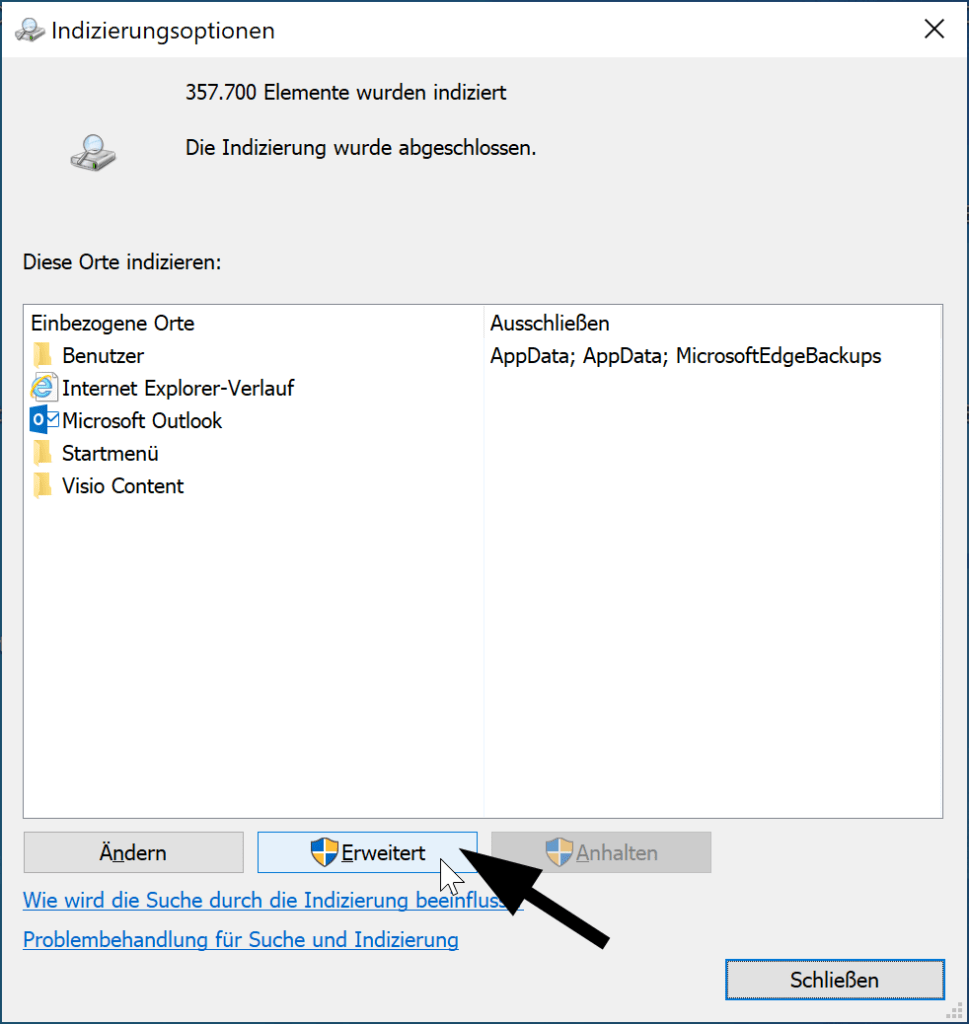 So lassen Sie Windows 10 verschlüsselte Dateien indizieren