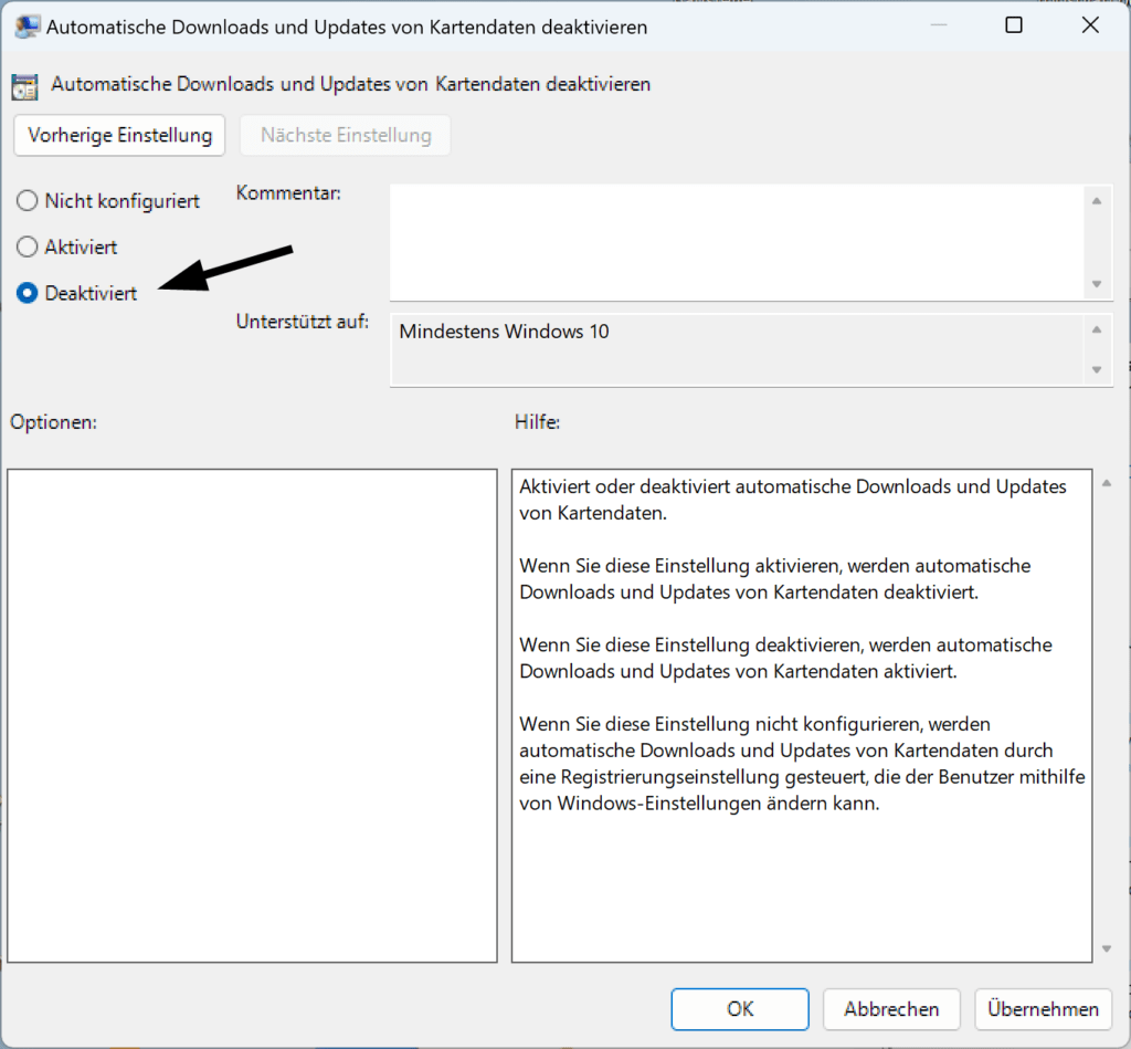 Aktivieren oder deaktivieren Sie das Offline-Kartenupdate in Windows 11