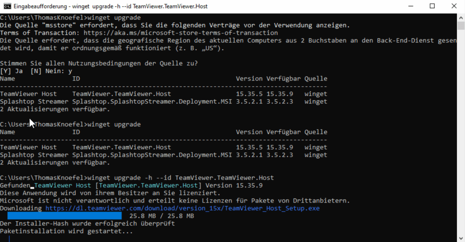 Apps über den WingetBefehl unter Windows 11 aktualisieren Thomas knoefel