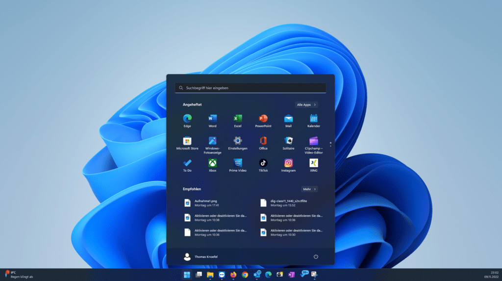 Dektopsansicht unter Windows 11